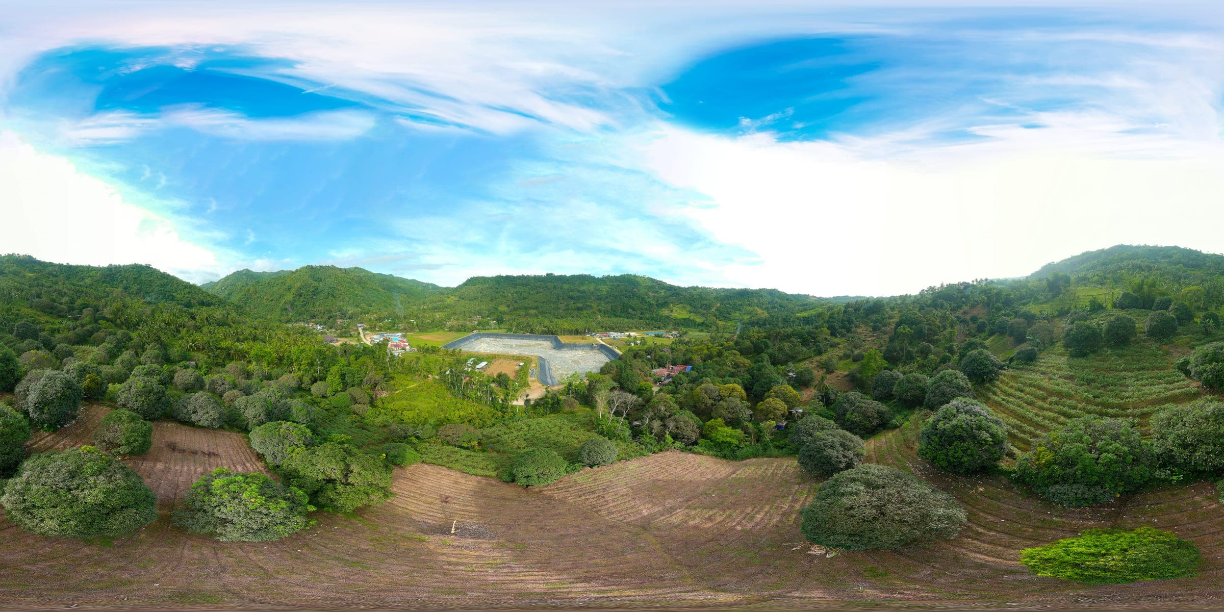 Aerial panorama of the Lusaran water treatment facility and its reservoir in Cebu City.