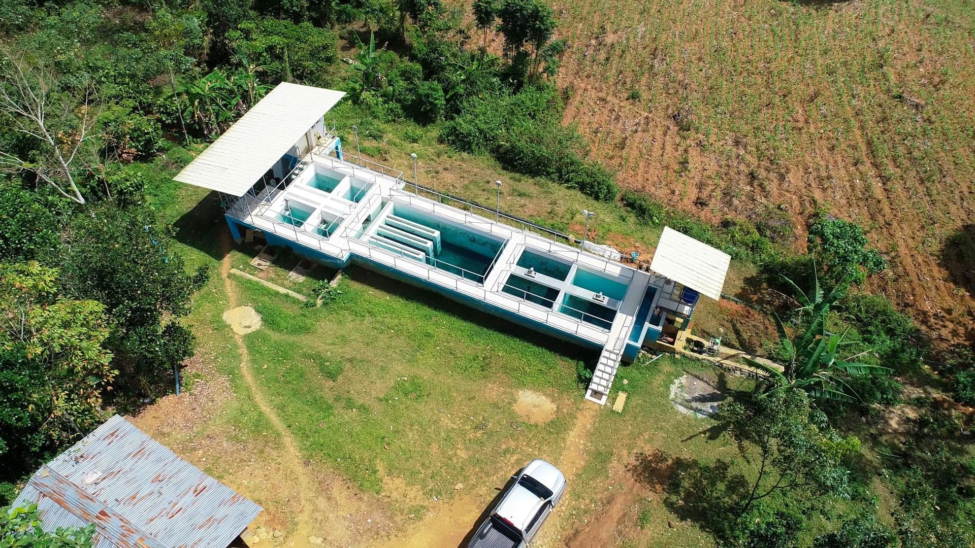 Aerial view of a water treatment facility in Baungon, Bukidnon.